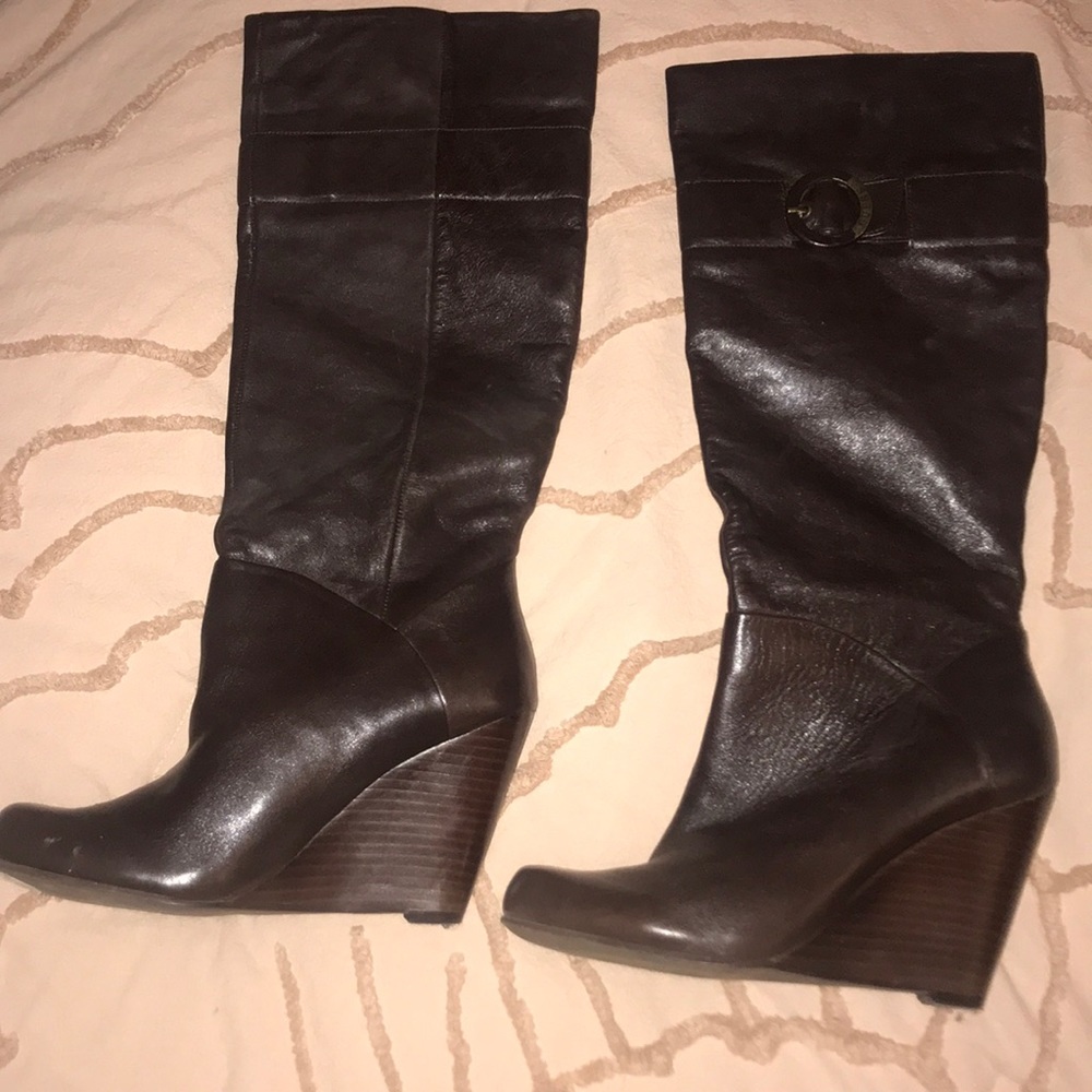 Guess leather wedge boots